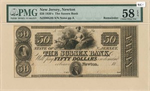 Sussex Bank - Obsolete Banknote - Paper Money - SOLD